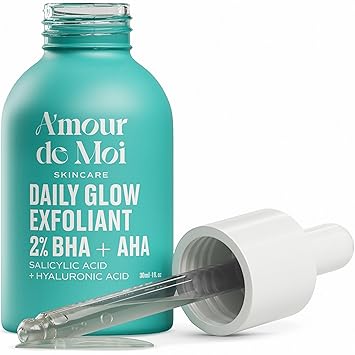 BHA AHA Liquid Exfoliant - Salicylic Acid Serum - Gentle Peel for Blackheads & Wrinkles with Hyaluronic Acid, Fragrance-Free, Hydrating for All Skin Types, Travel Size -1oz