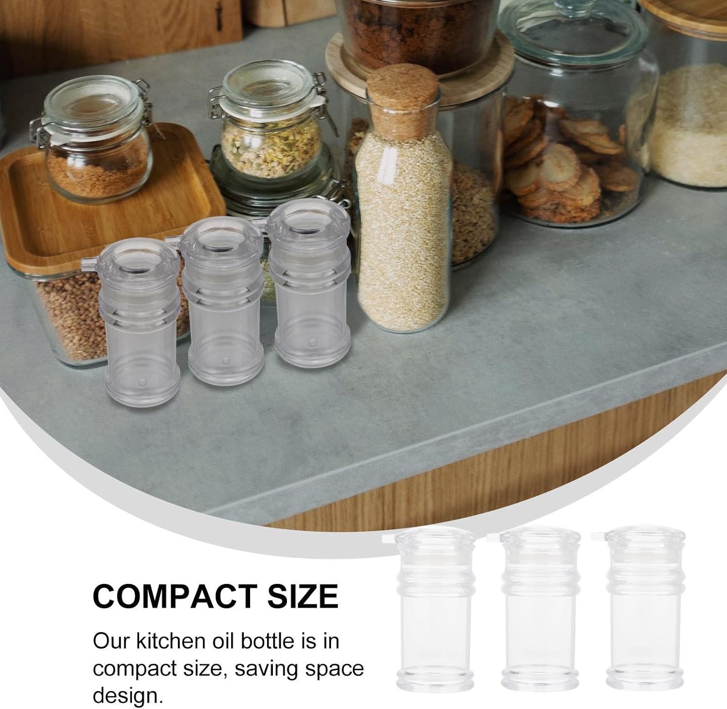 3pcs Plastic Oil Bottles for Kitchen Cooking 150ml Reusable Seasoning Containers with Space Saving Design Household Oil Jars and Condiments image 3