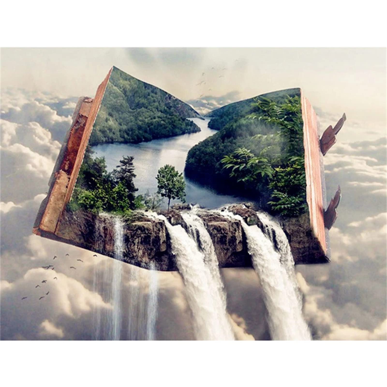 Trayosin Diamant Painting Bilder Wasserfall,Landschaft Daiments Painting Mit Diamond Painting Zubehör,Diamond Painting Bilder Für Indie Aesthetic Room Decor (90x60cm)