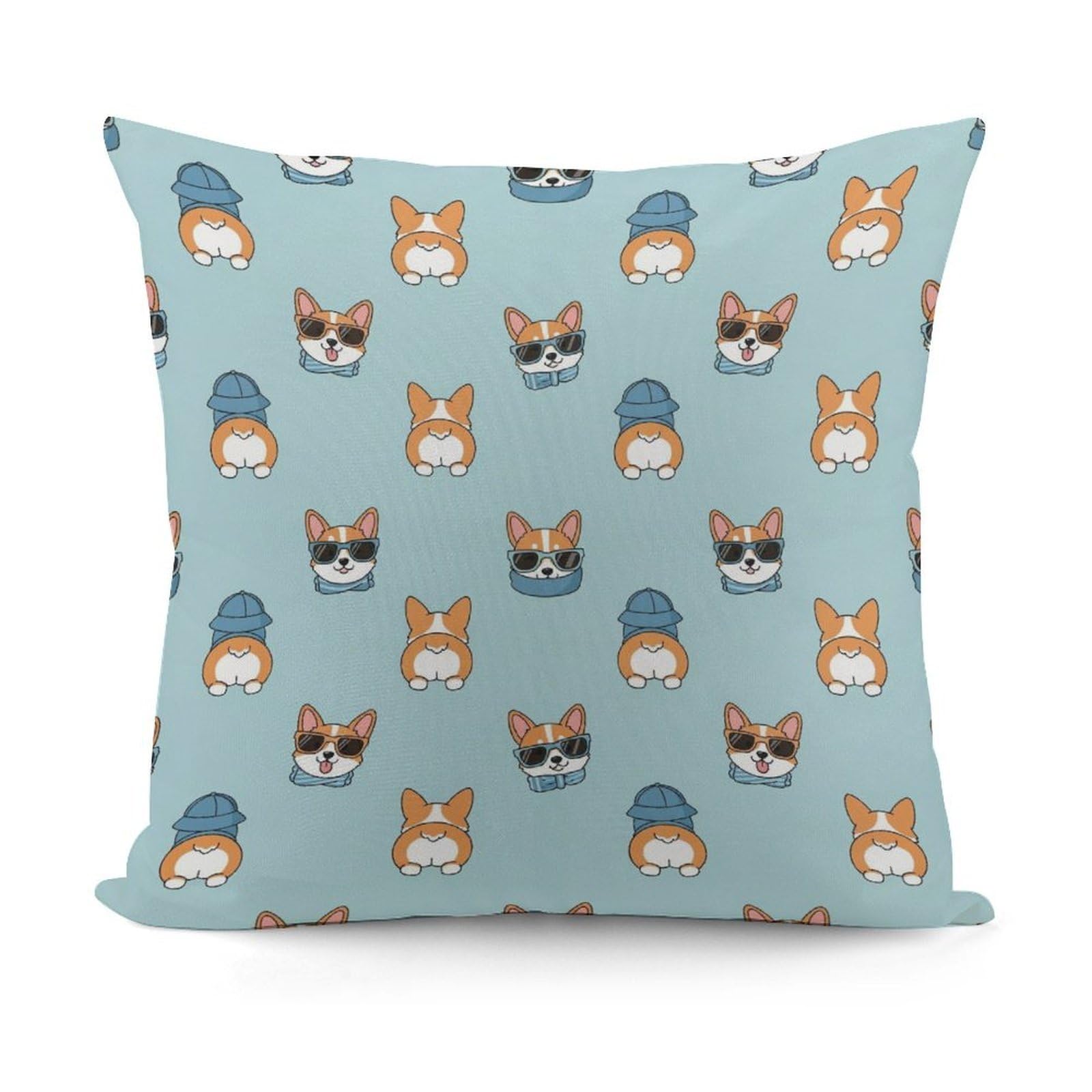 Smazdfxx Picture(207) Decorative Soft Funny Corgi Dogs Butt Plush Pattern Couch Pillow Covers With Zipper For Sofa, Bed, Living Room