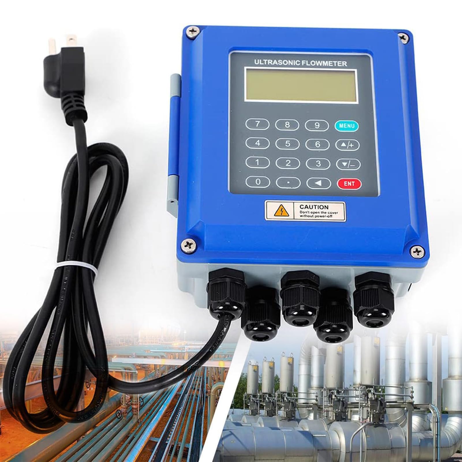 JIANGYUXINLI Ultrasonic Flow Meter TUF-2000B, Portable Clamp-on Digital Flowmeter for Liquid, Water, Oil, with TM-1 Clamp-On Transducers for DN15 to DN6000mm Pipes