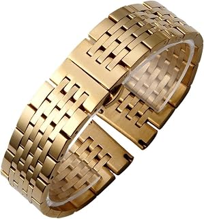 Stainless SteelQuick Release Universal Metal Replacement Strap Smart Watch Bracelet Men Women 6 Colors(Silver Gold,21mm) (Gold 17mm)