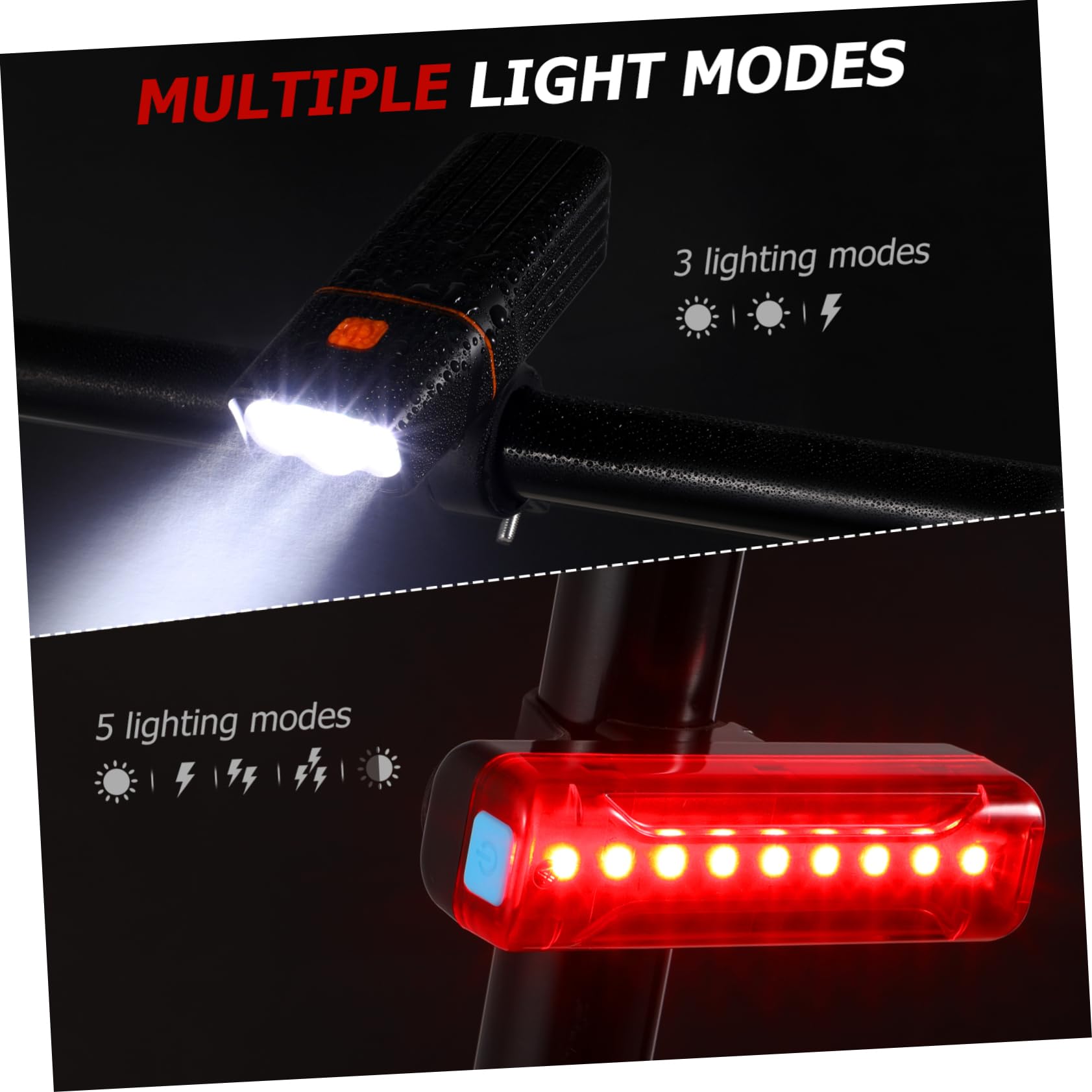 TOYANDONA 1 Juego Faro de Bicicleta Luces de Bicicleta Noche Faros Delanteros de Bicicleta luz de la Bici Bike Luces para Bicicleta luz Delantera de Bicicleta Faro para Ciclo AbS Negro