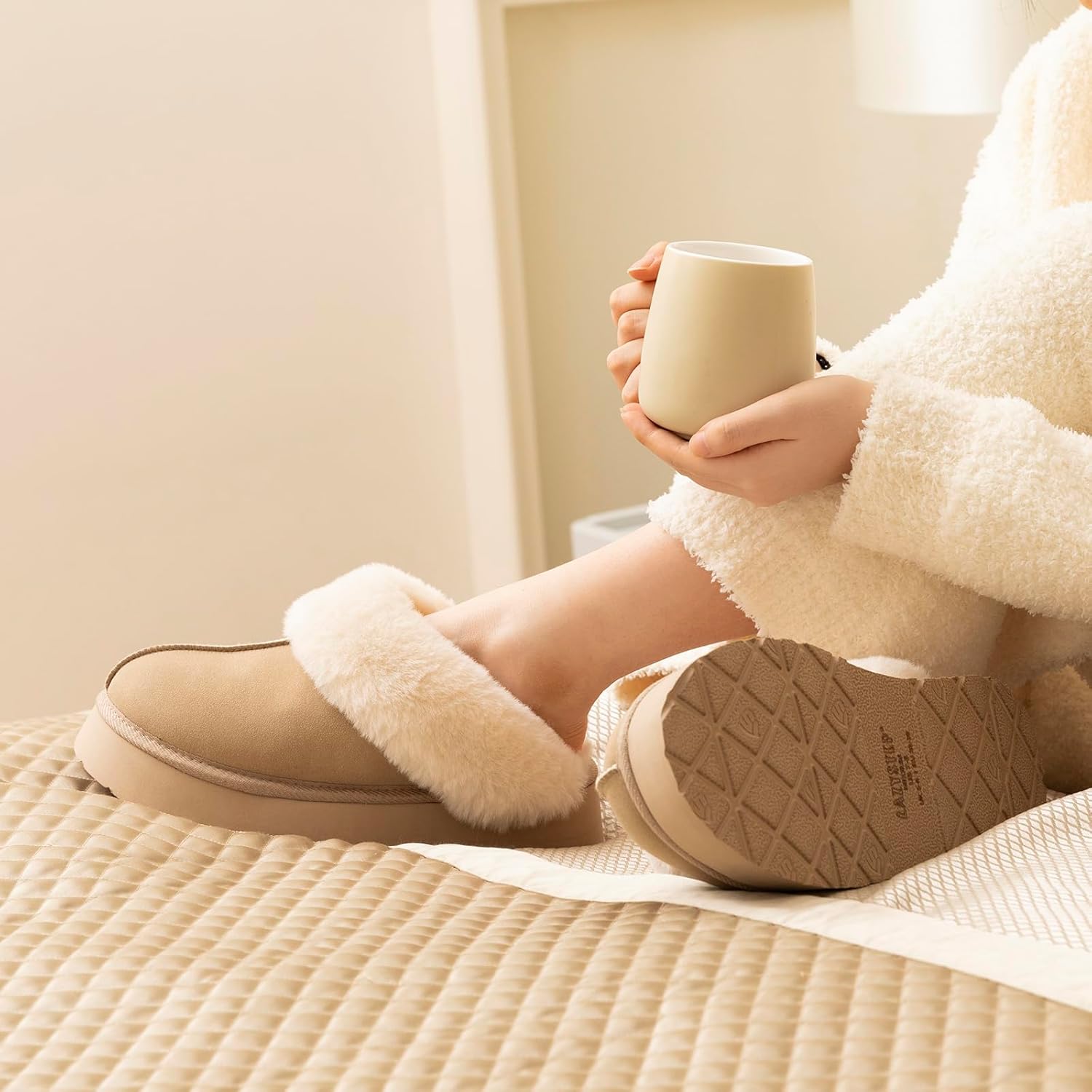 LazyStep Women's Moody Fuzzy Platform House Slippers