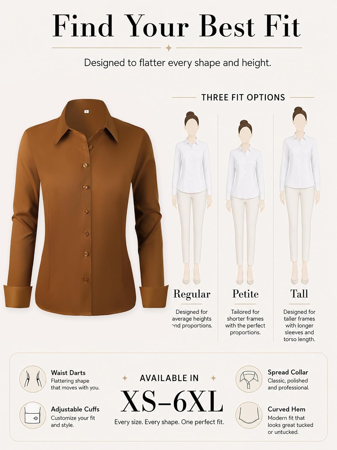  Blouses for Women Long Sleeve Button Down Dressy Casual Work Shirts thumbnail