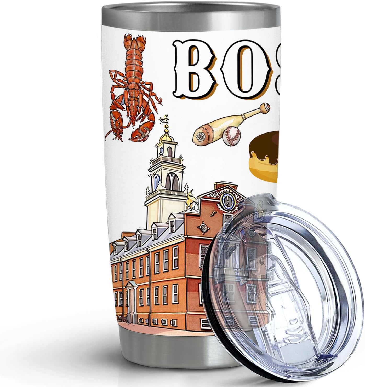 City Tumbler for City Lover,20oz Double Wall Vacuum Insulated Stainless Steel Coffee Cups (Boston)