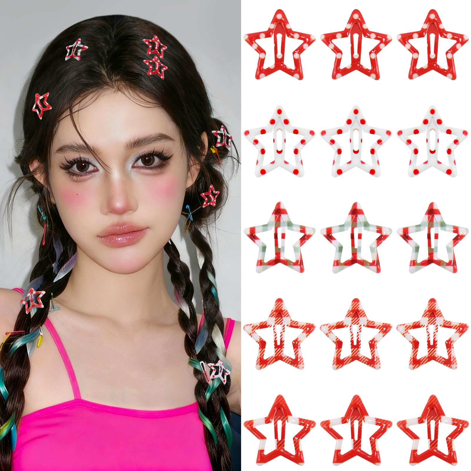Y2K Star Hair Clips - 100 Pack Multicolor -15 Y2K Star Hair Clips - 100 Pack Multicolor -15