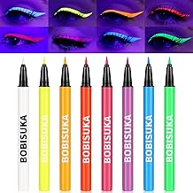 BOBISUKA 8 Colors UV Neon Liquid Eyeliner Set, Matte Colored Eyeliners Pen, Colorful Waterproof Smudge-proof Pigmented Graphic Liners, Delineadores de Colores Para Ojos Eye Makeup Gift Kit