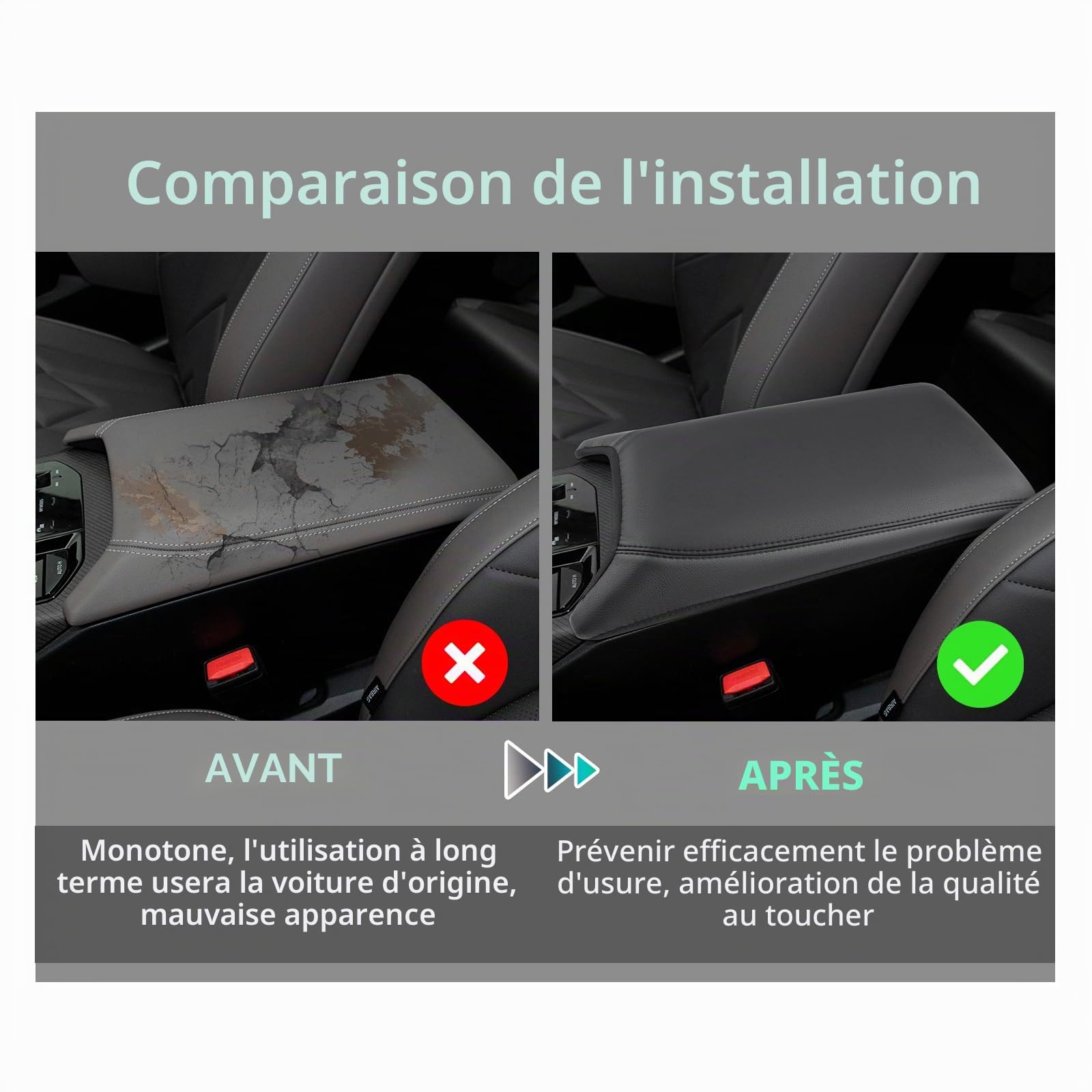 GAFAT Compatible avec BMW X3 G45 2025 2026 Housse d'Accoudoir Central, X3 2025 Plug-In Hybrid xDrive Console Centrale Protection Microfibre PU Cuir Rembourrage, X3 G45 Accessoires