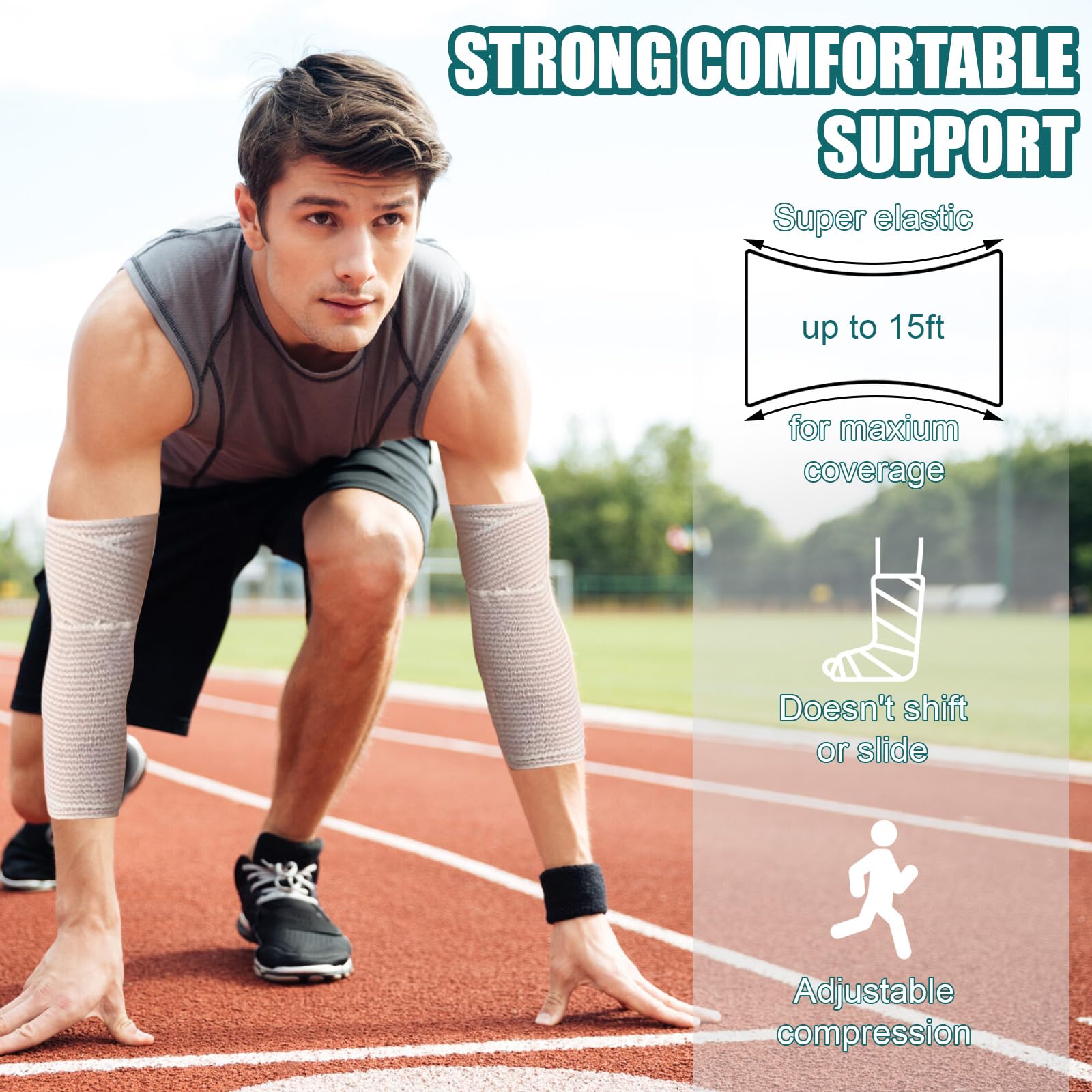 20-Pack 4 Inch Elastic Compression Bandage Wrap - Reusable & Stretchable, Latex-Free, Flexible for Legs, Knees, Elbows, Shoulders, Waist, Ankles, Wrists — Amazon image 4