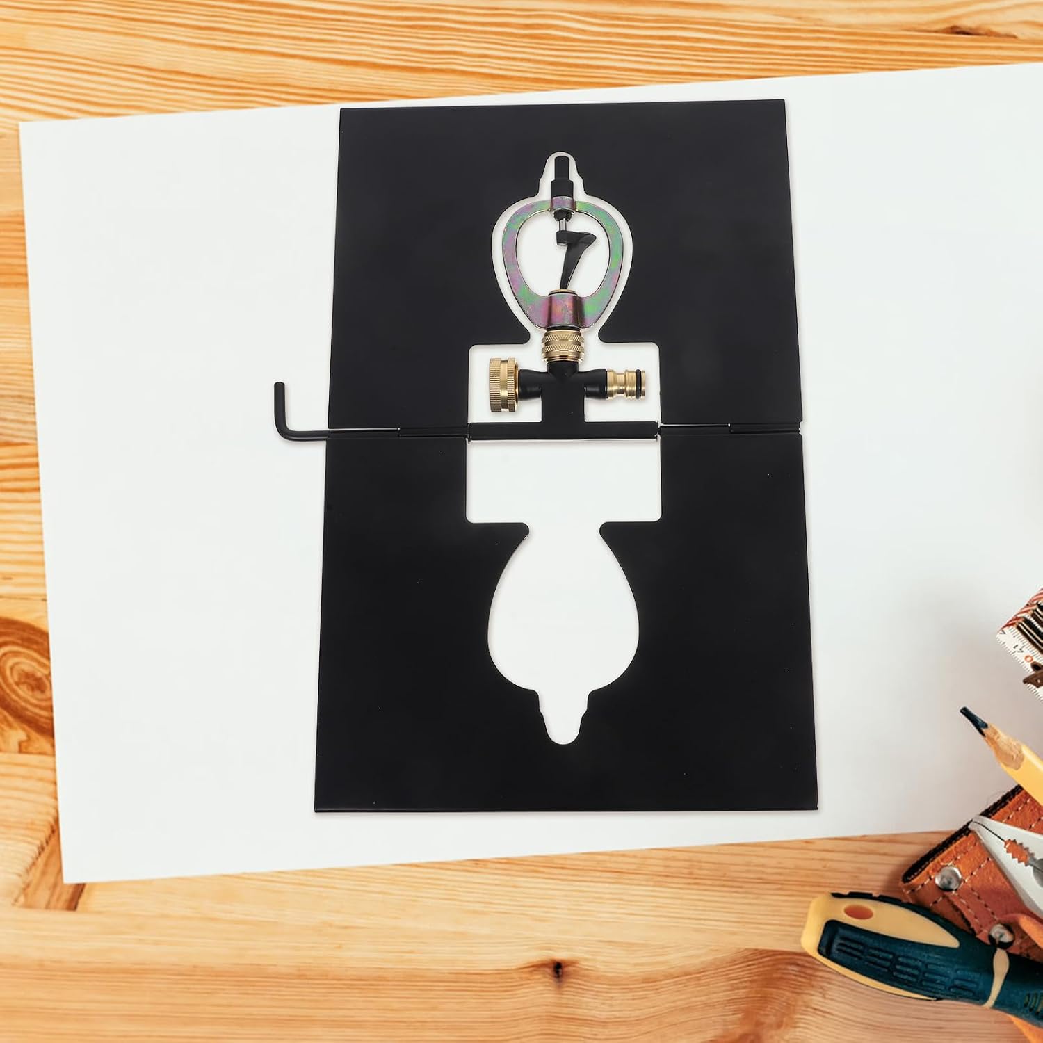 FAVOMOTO Rooftop Water Sprinkler, 360 Degree Rotation Metal Fire Protection Irrigation Lawn Cooling System for Exterior Black