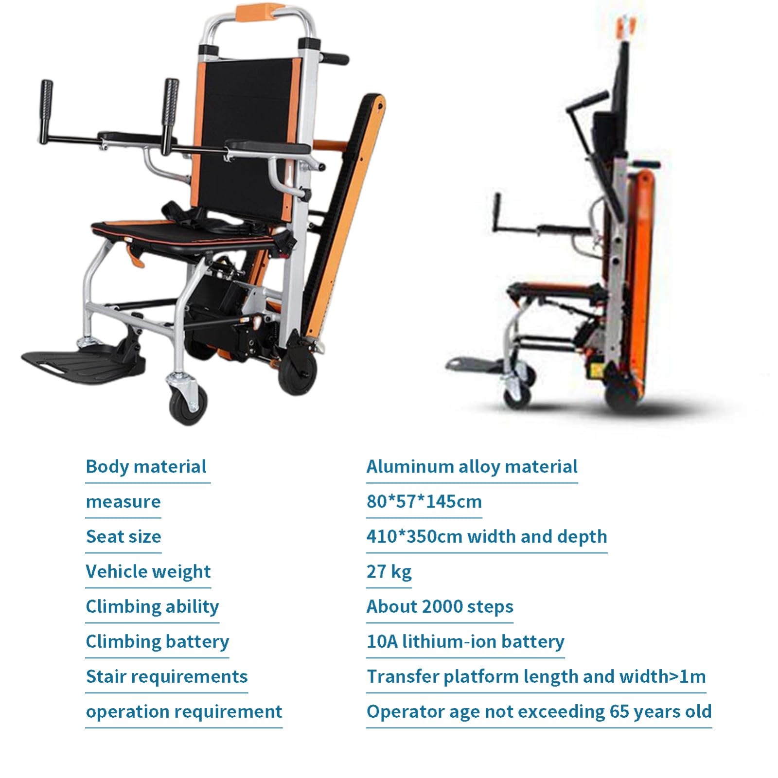 Silla Subeescaleras Eléctrica Para Pacientes Silla De Ruedas Eléctrica 2 En 1 + Silla De Escalera Con Orugas Silla Auxiliar De Escalera Para Ancianos Con Joystick De 360​​° Carga 165 Kg