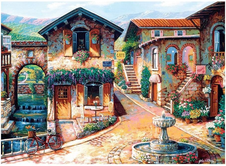 Cobble Hill 1000 Piece Puzzle - Fountain on The Square - Sample Poster Included