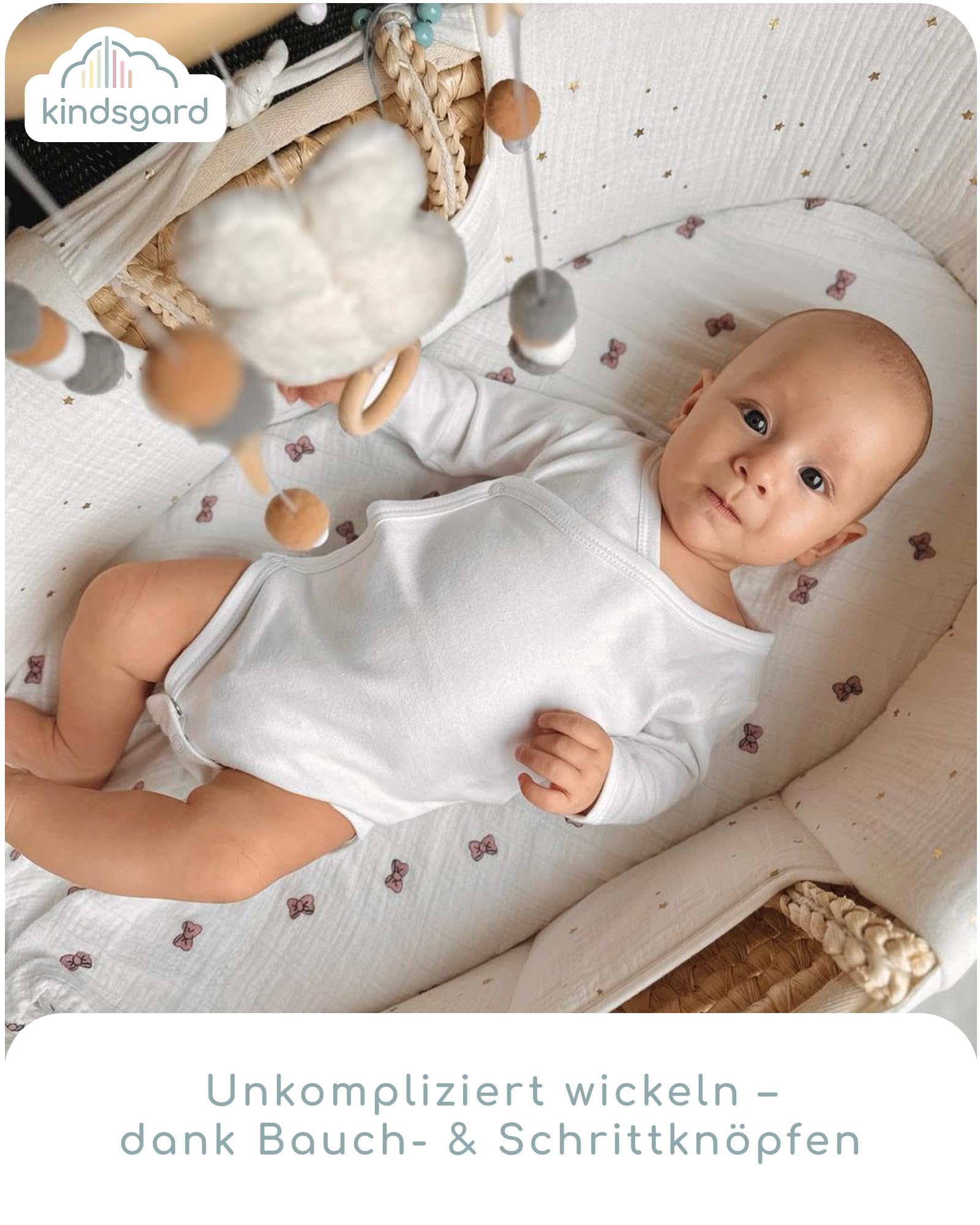 Kindsgard Baby Wickelbodys 3er-Pack Langarm - Unisex – aus 100% Bio-Baumwolle – OEKO-TEX zertifiziert – Einfache Handhabung – Ideal für Neugeborene & Säuglinge