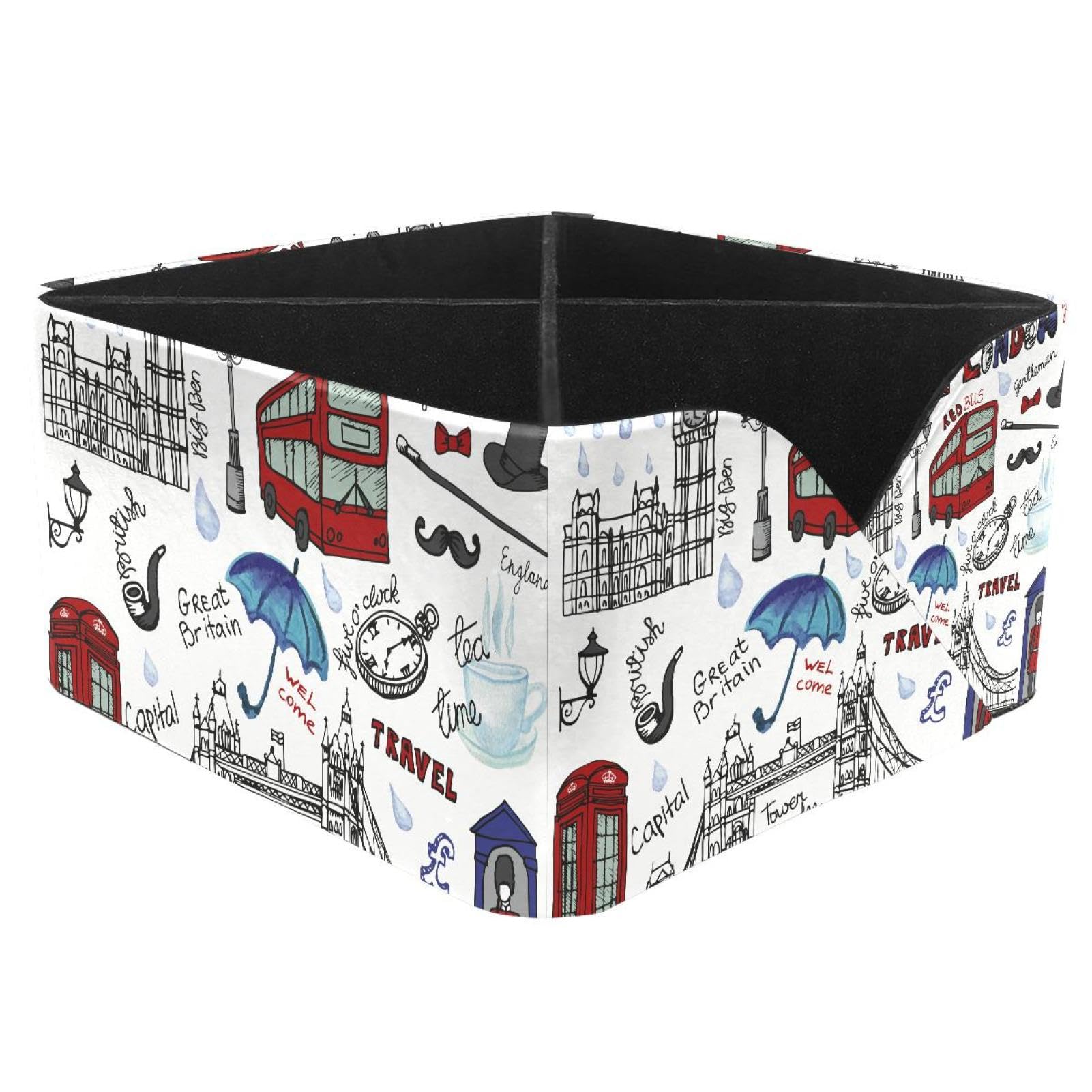 KengjuTesu London Elements Desktop Organizer Pen Holder, Rectangular Pencil Cup for Office, Study and Makeup Stations
