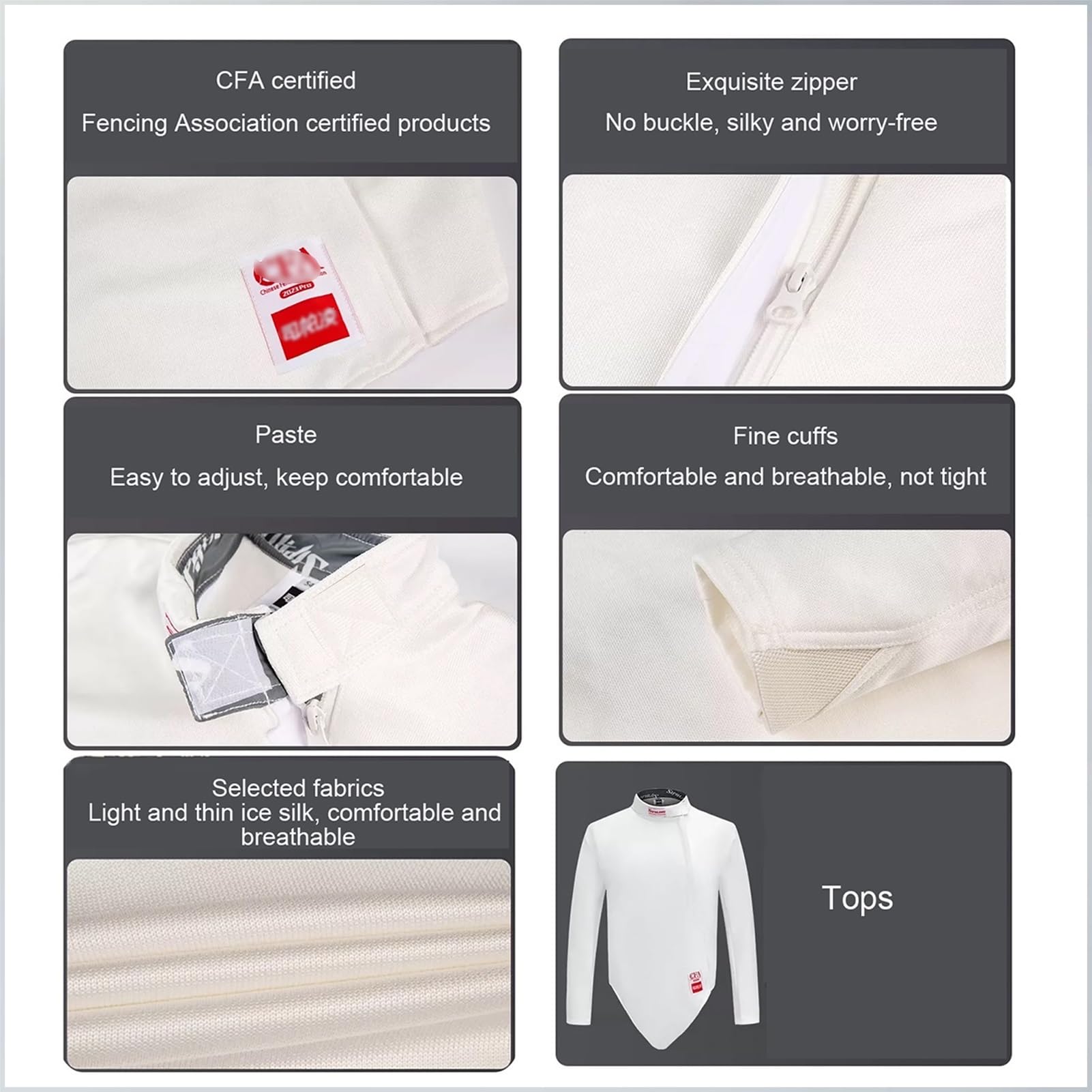 450N Fechtsport-Uniform Anzug , 3-teiliger Fecht Schutzanzug, Fechtkleidung, Weste/Hose/Jacke Aus 450N Anti-Dorn-Stoff, Professioneller Fechtanzug für Erwachsenen und Kinderfolie Degen und Säbel(52)