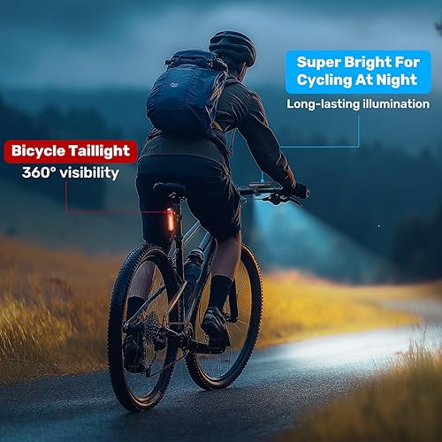 Miniatura 2 de Luz de bicicleta súper brillante para montar por la noche, juego de faros delanteros y traseros recargables por USB con haz alto y bajo, faro LED