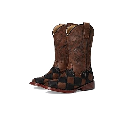 Roper Kids Bird Blocks (Toddler/Little Kid) Cowboy Boots Black