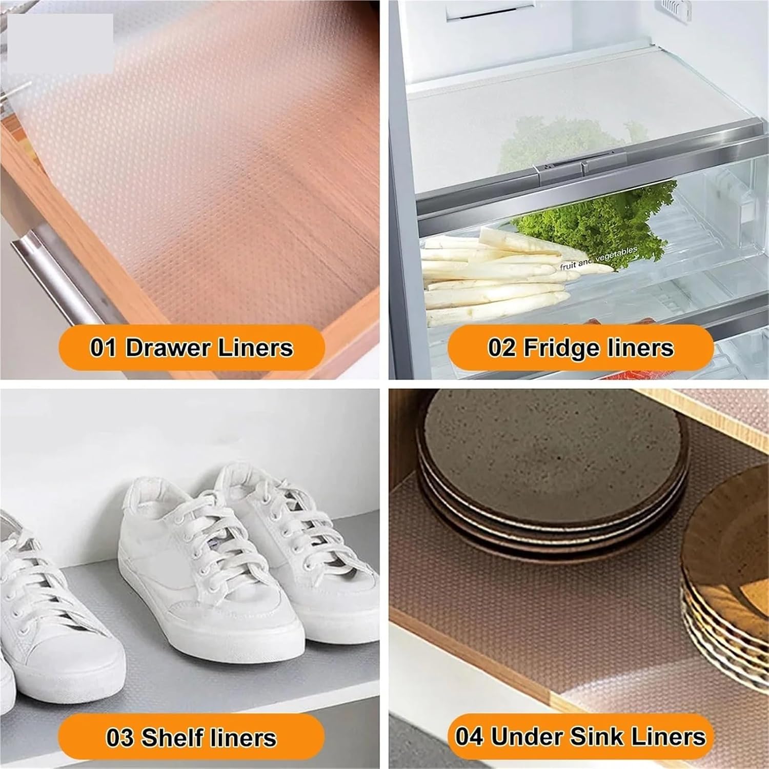 Shelf Liners Shelf Liner Reusable Drawer Mat Non-Adhesive Cupboard Protector Non-Slip Washable Waterproof Oilproof Pad Protectors(White,45x500 cm)