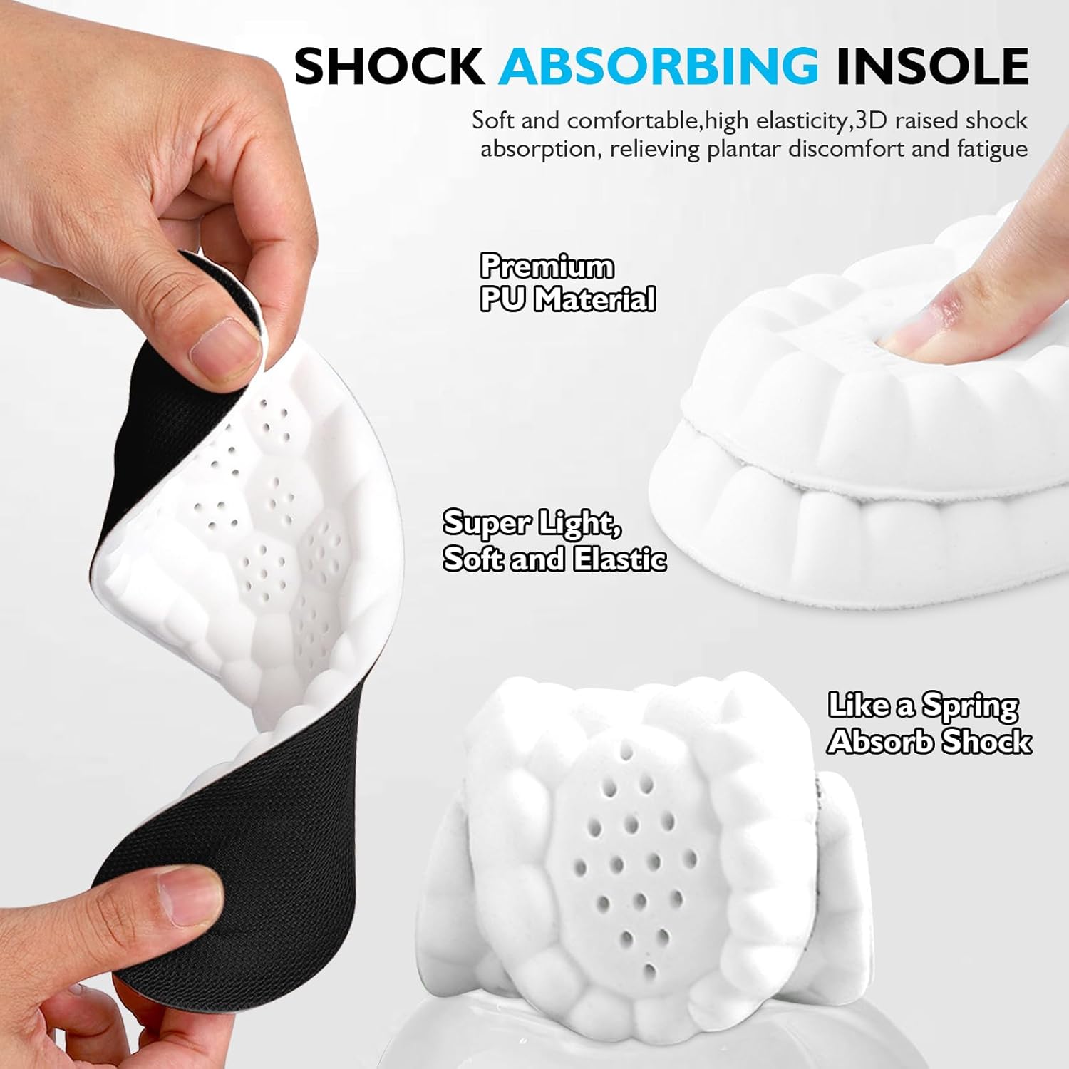 4D Cloud Insoles for Men Women,Memory Foam Super Soft, Relieve Foot Pain,Day-Long Comfort,Anti-Fatigue & Shock Absorption (Black, Men 9.5-10.5/Women 10.5-11.5) - Image 2