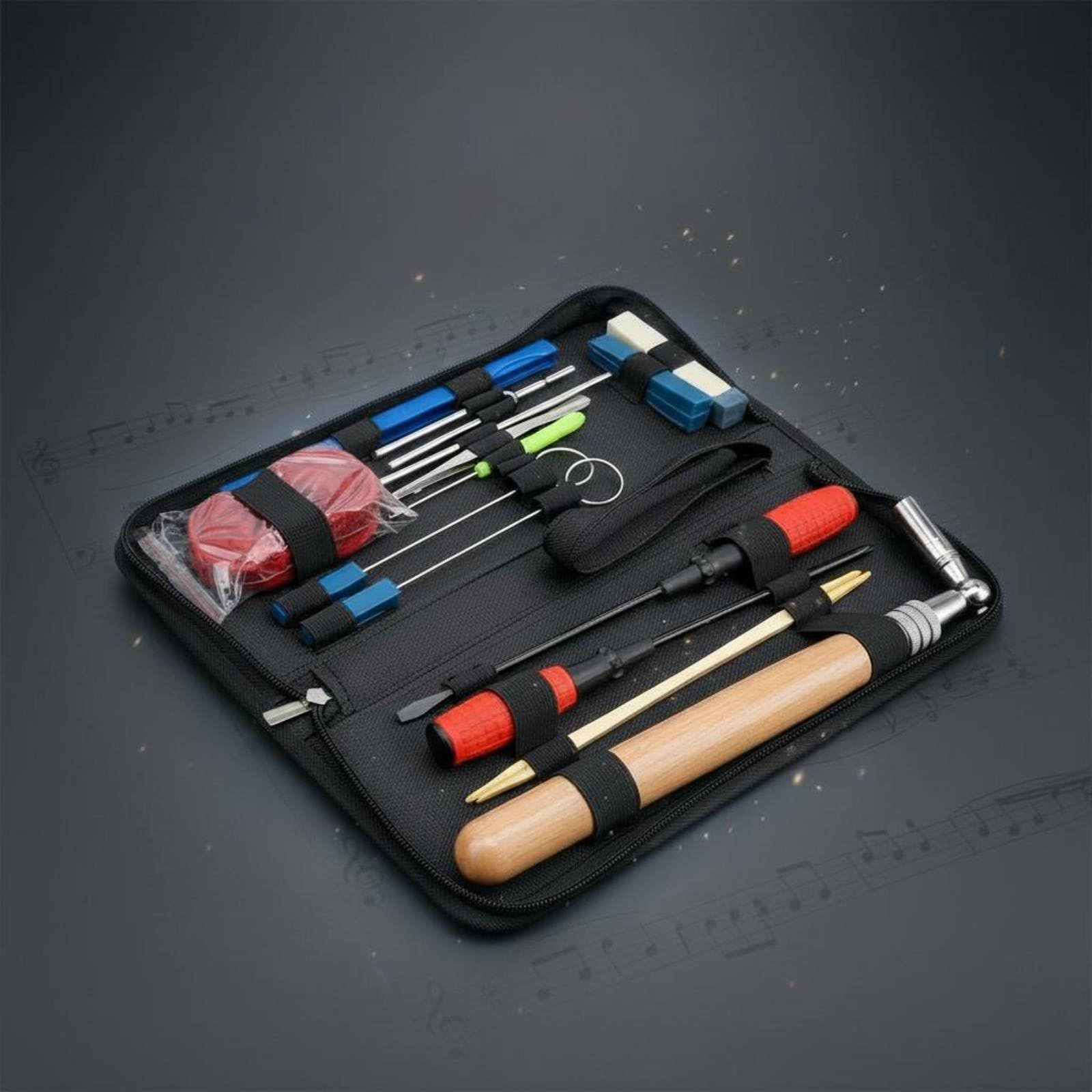 16 Einheiten Piano professionell Klavierstimmwerkzeug Set robuste Klavierstimmhammer Set für Klavierstimmer, Werkstatt, Musikschule