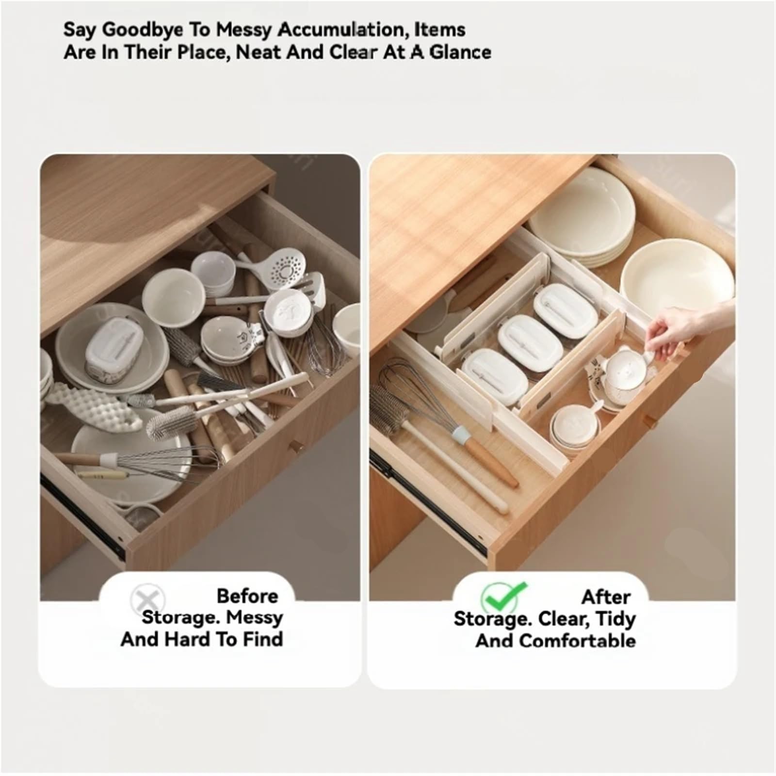 Organizzatore for cassetti espandibile Lunghezza regolabile 29 46 7 cm Scomparti flessibili Tappetino antiscivolo for armadietto da bagno cucina