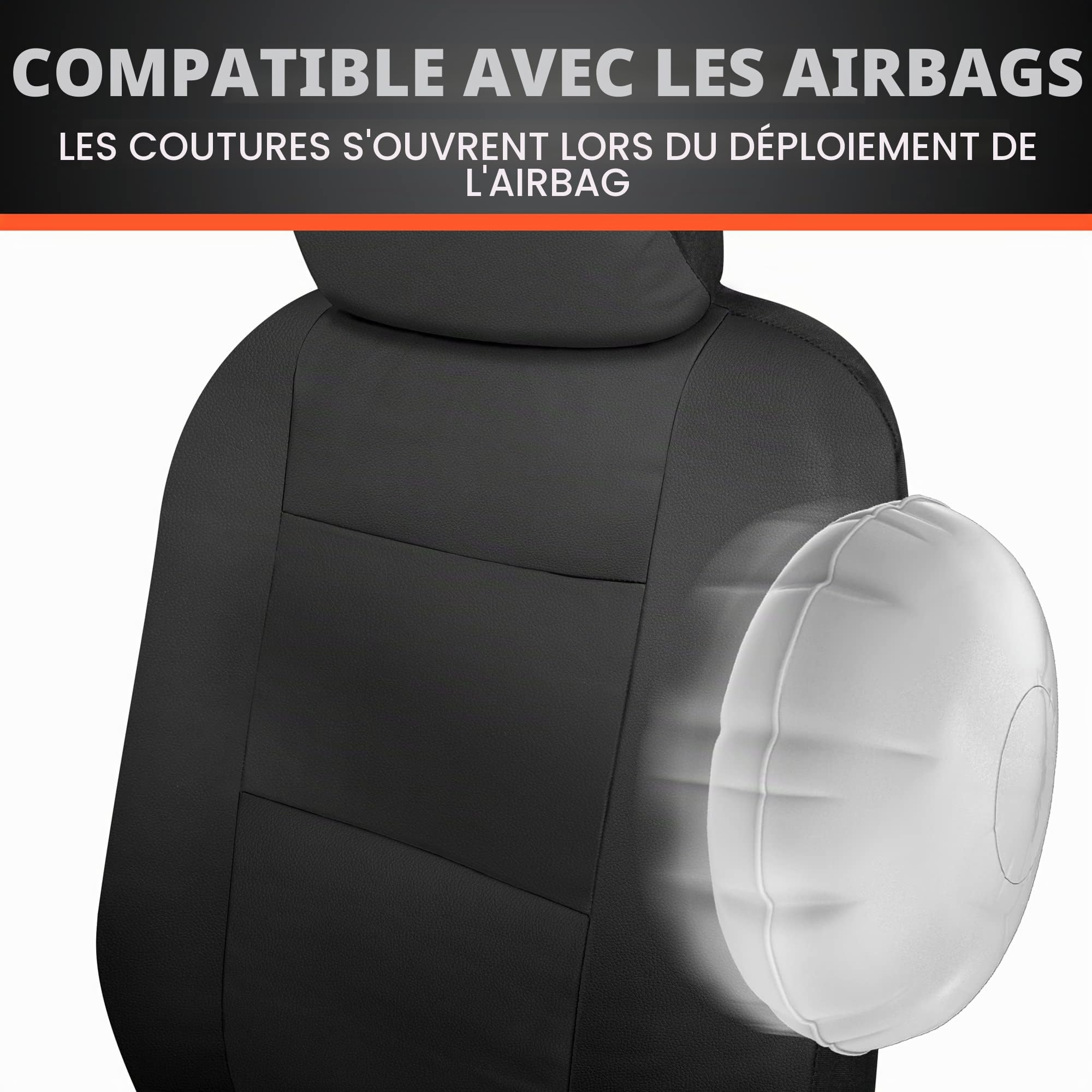 BDK Ensemble Complet de Housses de siège de Voiture en Simili Cuir Croc, Noir, Ajustement Universel, Compatible avec airbag, Housses intérieures Avant et arrière pour Voitures, camions, camionnettes