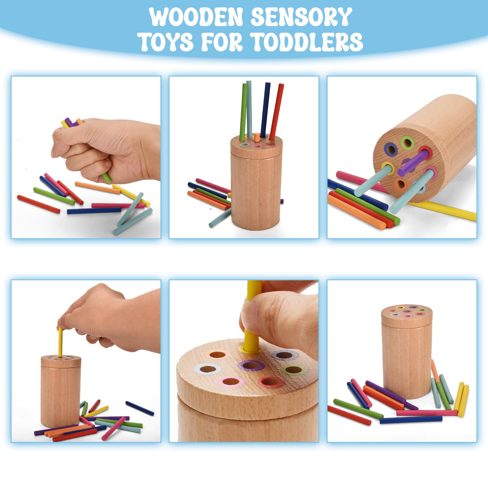 Majabike Giocattoli Montessori, educazione all'illuminazione, educazione sensoriale, classificazione dei colori e costruzione 3 in 1, adatti a bambini dai 18 ai 36 mesi.