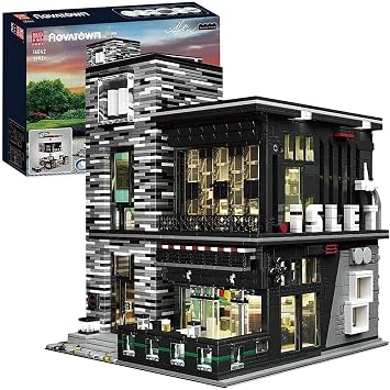 Molds King 16042 City Street View Creative Set Building Block House, 3992 Pieces Modular Bar Model Kit with Lighting, Lego Compatible Building Models, 26*28*30cm