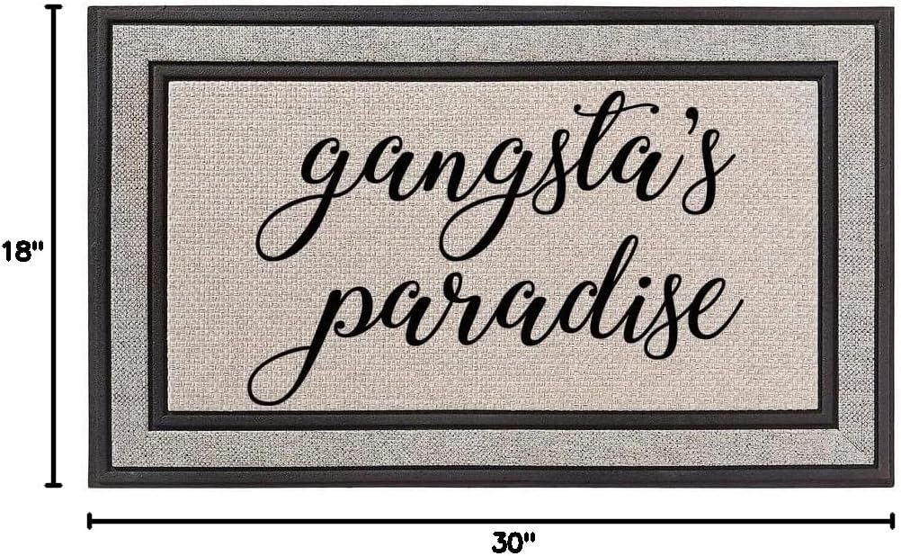 Daylor Outdoor Indoor Doormat 18" x 30" Gray/Beige/Black Rubber Backed Door Mat Gangsta's Paradise