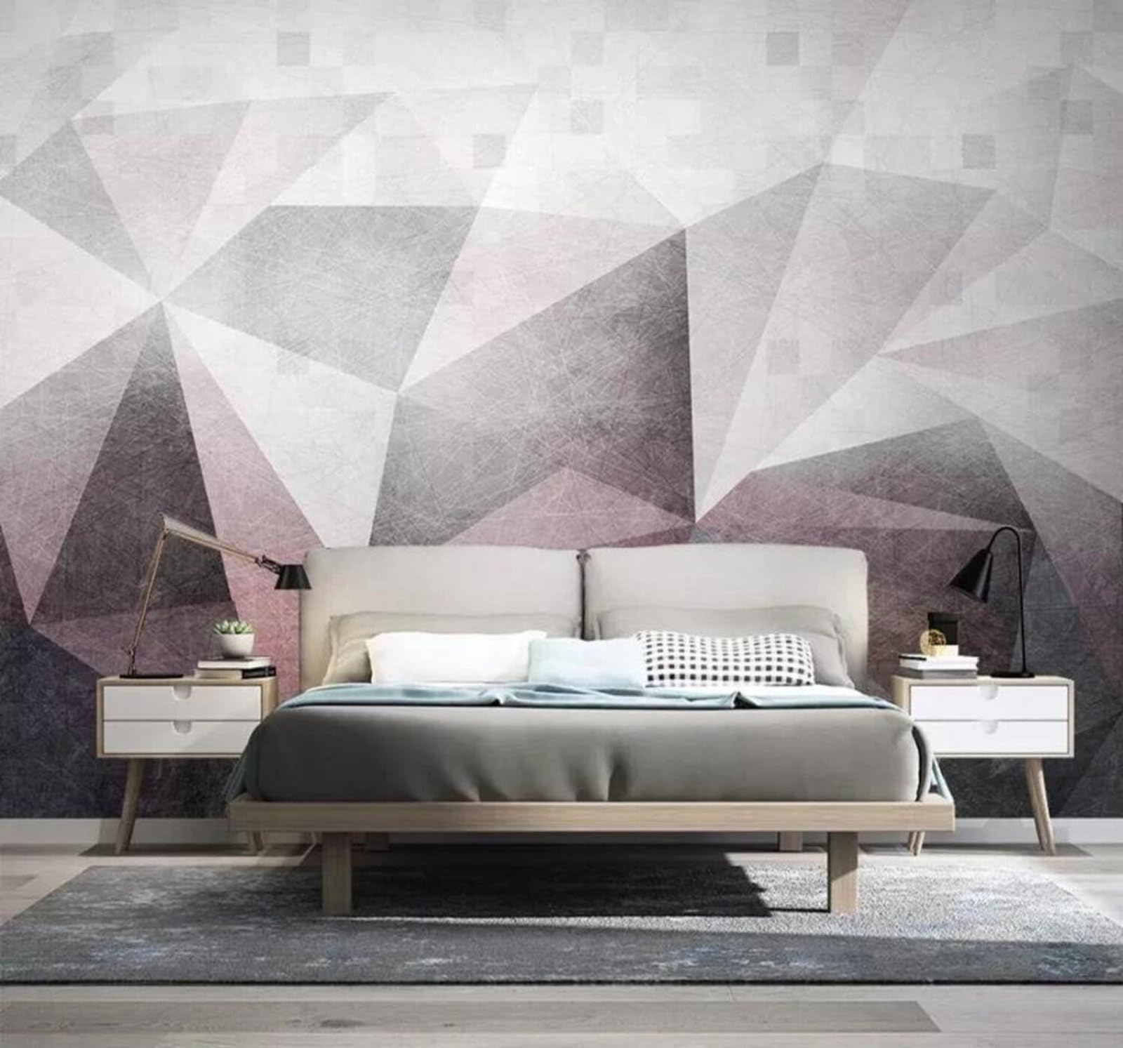 Tzxztt 400Cm×280Cm(B×H) Abstract Lines Gradient Geometric Collage Modern 3D Wallpaper Premium Textured Silk Neutral Tones Material Ideal For Living Room Bedroom-400Cm×280Cm