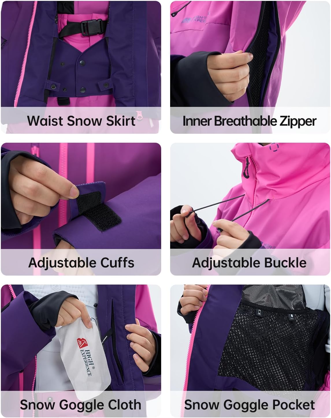 Snowboard Jacket Womens Baggy Ski Coat Waterproof Windproof Insulated Warm Winter Snow Coat - Image 5