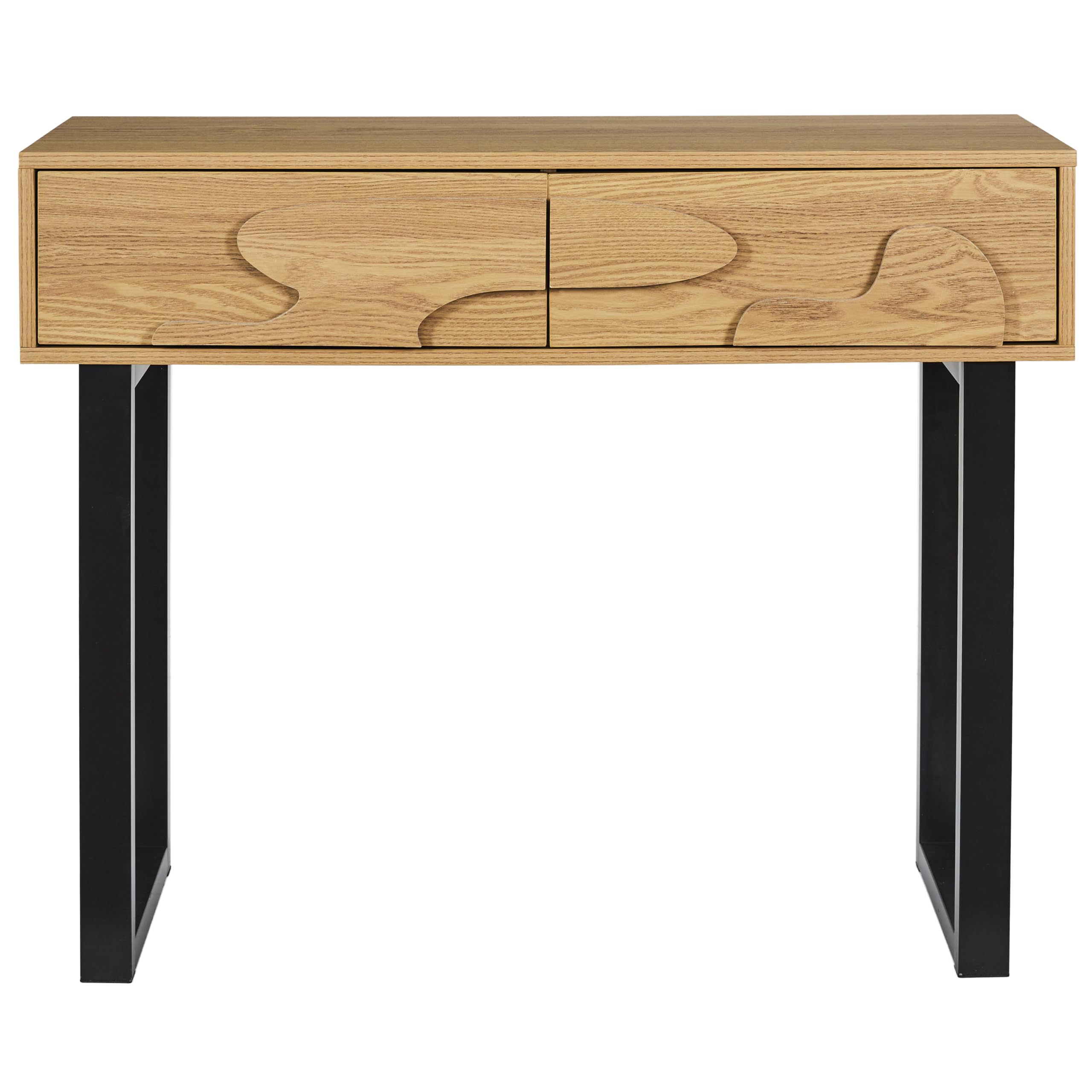 HOME DECO FACTORY - HD0431, Consola Calypso Moderna, Mueble de Entrada Versátil con Almacenamiento Optimizado, Diseño Elegante para Salón u Oficina, Dimensiones 100x80x35 cm, Marrón Negro
