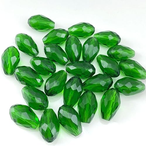 40 cuentas de cristal de lágrima de cristal de 0.394 x 0.591 in, cuentas espaciadoras sueltas con forma de agujero vertical facetadas para hacer