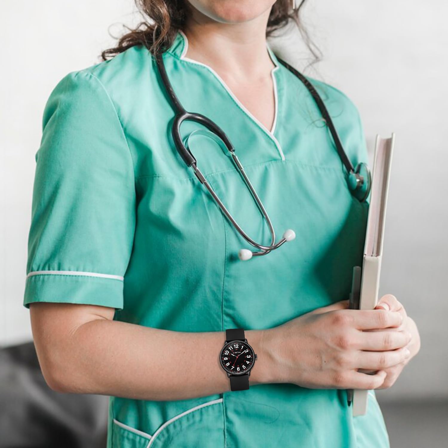 CHEETAH Nurse Watches for Men Women Medical Professionals, Students with Luminous Easy Read Dial, Second Hand 24 Hour, Waterproof Silicone Band - Image 4