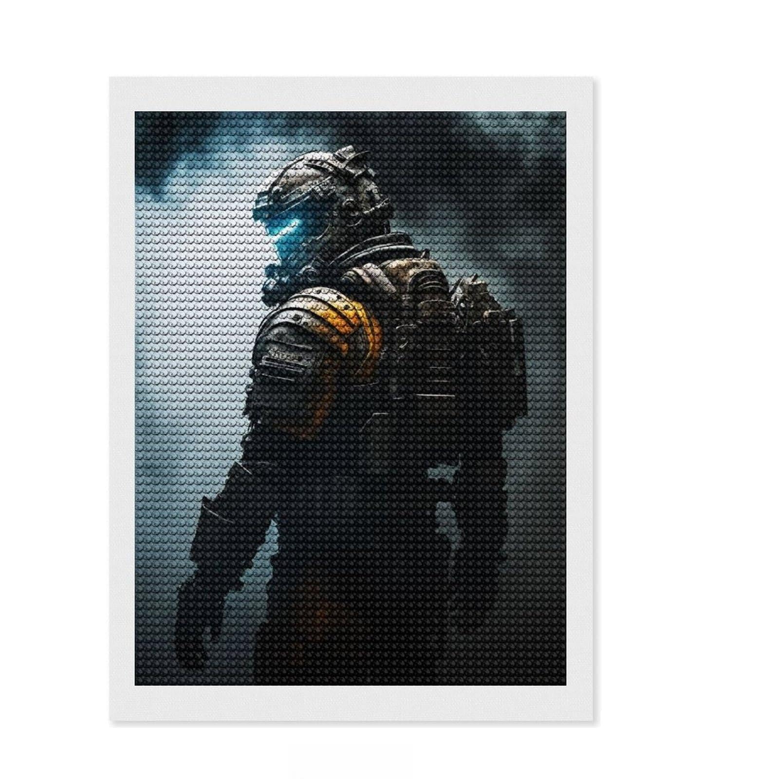 Junmoney Dark Dead Space Armor Diamond Style Art Kit 12"x16", Gift Idea, for Beginners, Wall Art Gift, Fun Craft Activity, Winter Craft