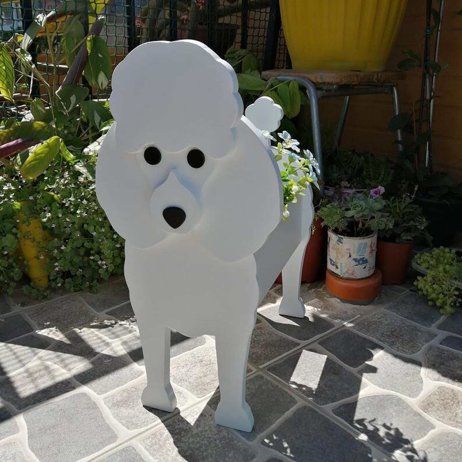 Hiiaodecor Poodle Planter Cute Animal Shaped Plant Pot Flower Pots Gifts For Women Pet Lovers Indoor Outdoor Garden Home Office Decor,34 * 24cm/13.38 * 9.45in