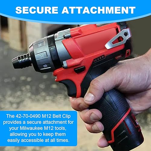 Miniatura 7 de 42-70-0490 Conjunto de clip de cinturón M12 para Milwaukee M12 2461-20 Gancho de cinturón de llave de impacto cuadrada de 14 "(2 piezas)