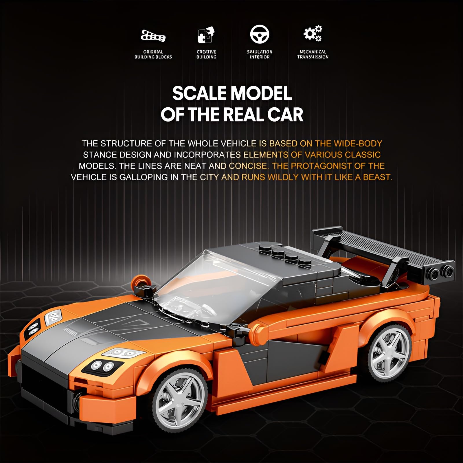 Ebortsin Sports Car Building Blocks, MOC Race Car Building Kit, 367 Pieces Auto Building Blocks Set - Image 2