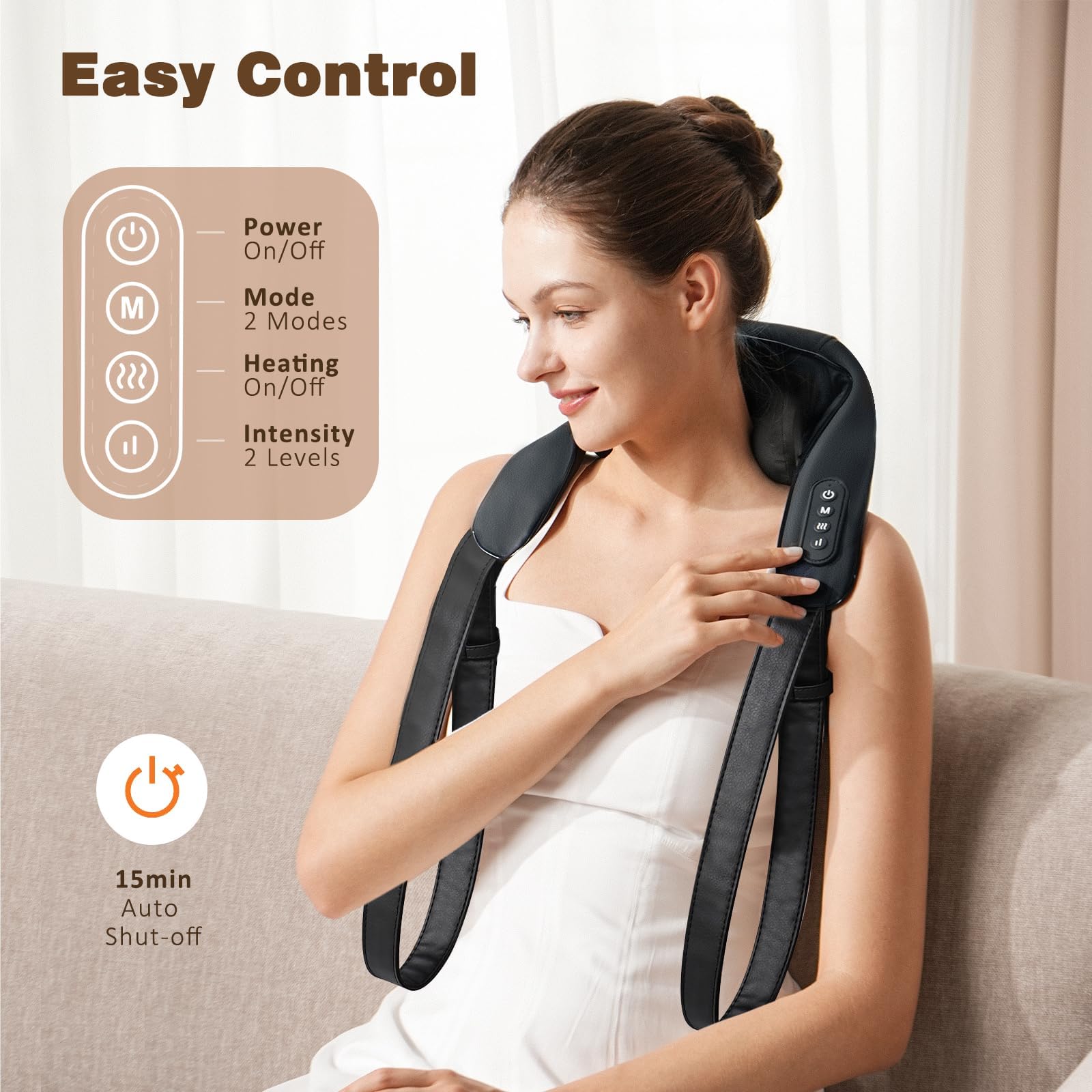 Masseur Cervical avec Chauffage, 4D Massage par pétrissage profond avec 6 nœuds de massage, Coussin de massage Shiatsu sans fil pour le cou, épaules, dos et jambes, cadeaux pour femmes, hommes