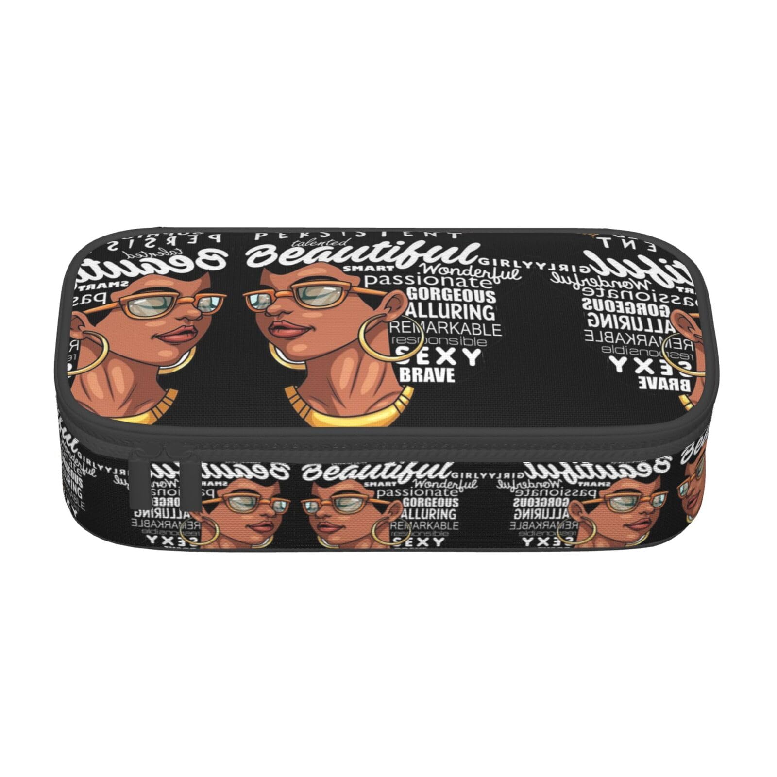 Faduni Melanin Afro Woman Large Capacity Pencil Case Pouch Holder Pen Case School Supplies Gift for Middle High School Students Girl Boy Adult Teen