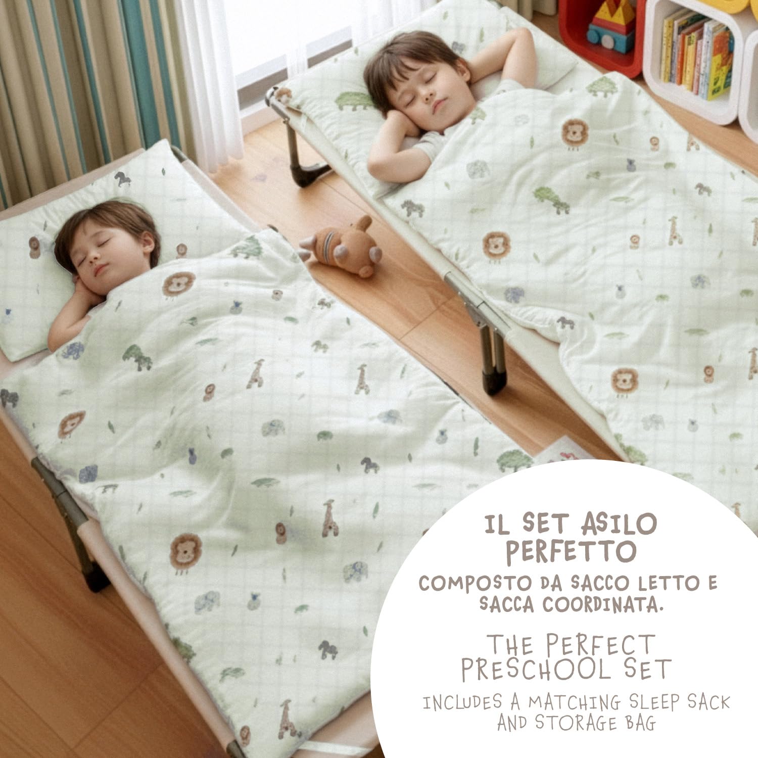 PERLETTI Sacco Letto Bambino Scuola Infanzia Tog 1.5 - Sacco a Pelo Lenzuolo Singolo Bambini da Viaggio Campeggio - Saccoletto Cotone con Bustina e Elastico per Fissaggio 70x140 cm