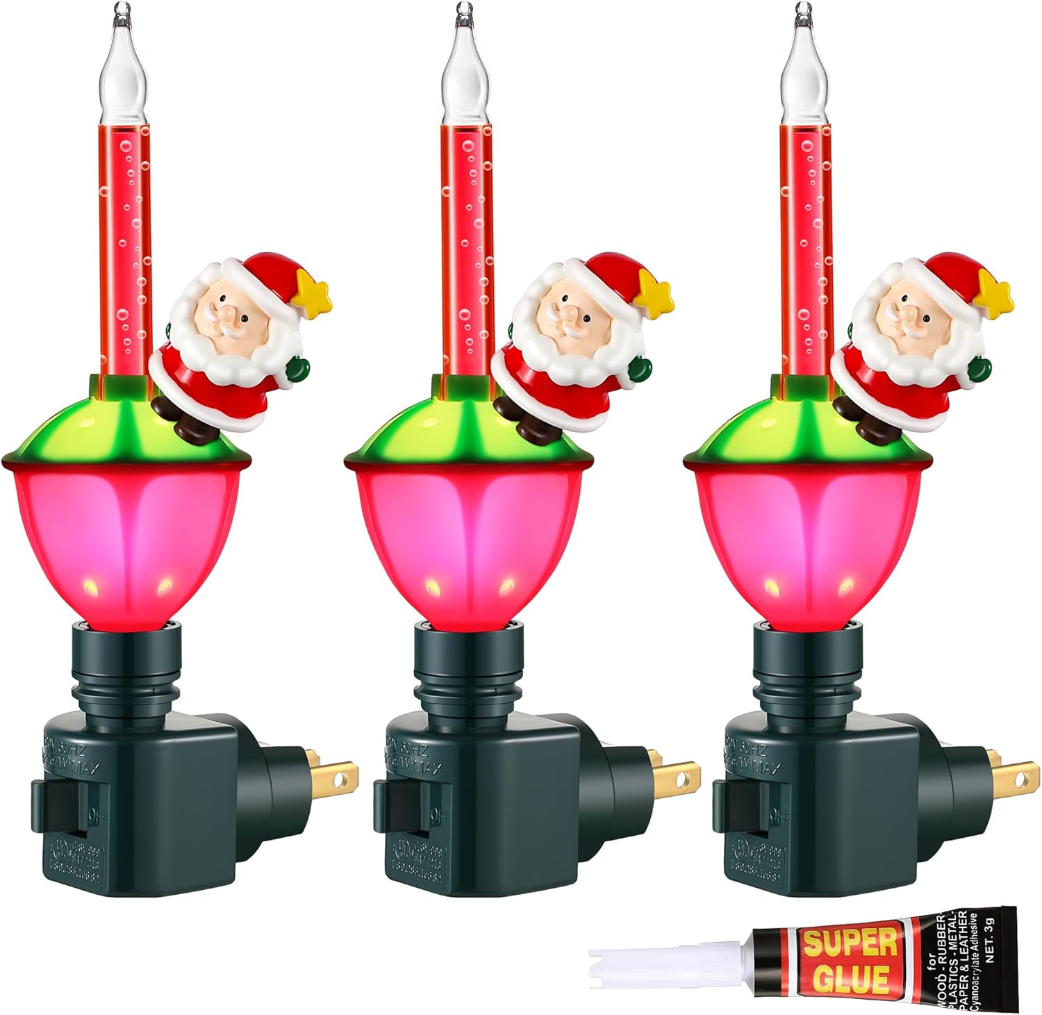 Feekoon 3 Pack Christmas Bubble Lights with Santa Claus Decoration