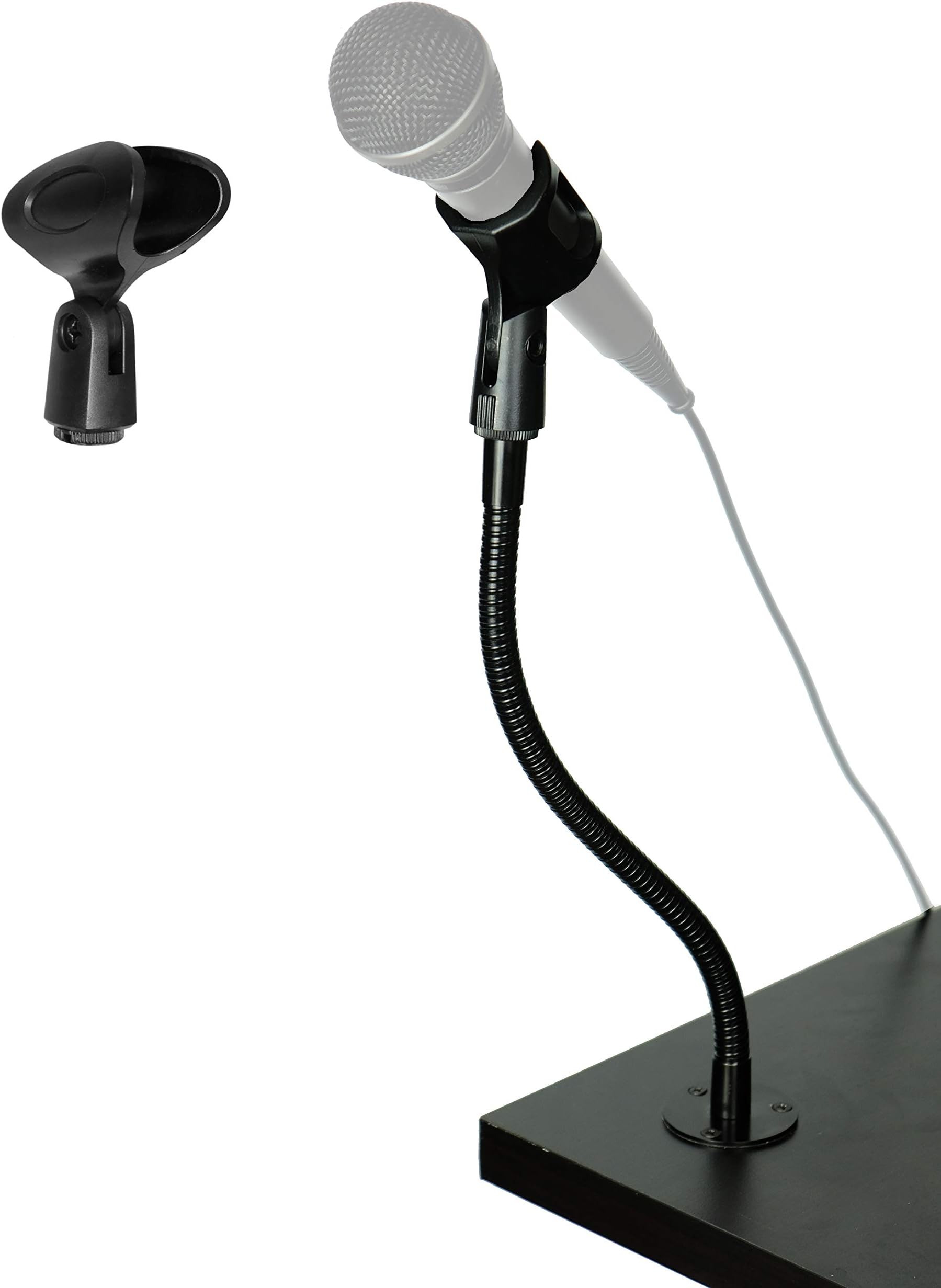 SpinTech Desk Mounted Adjustable Gooseneck for Microphone Mount that Screws in to Tables Podiums (13)