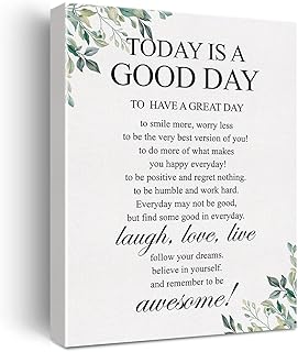 Canvas Wall Art Inspirational Today is a Good Day Quote Canvas Print Painting Home Wall Decor Framed Gift 12x15 Inch