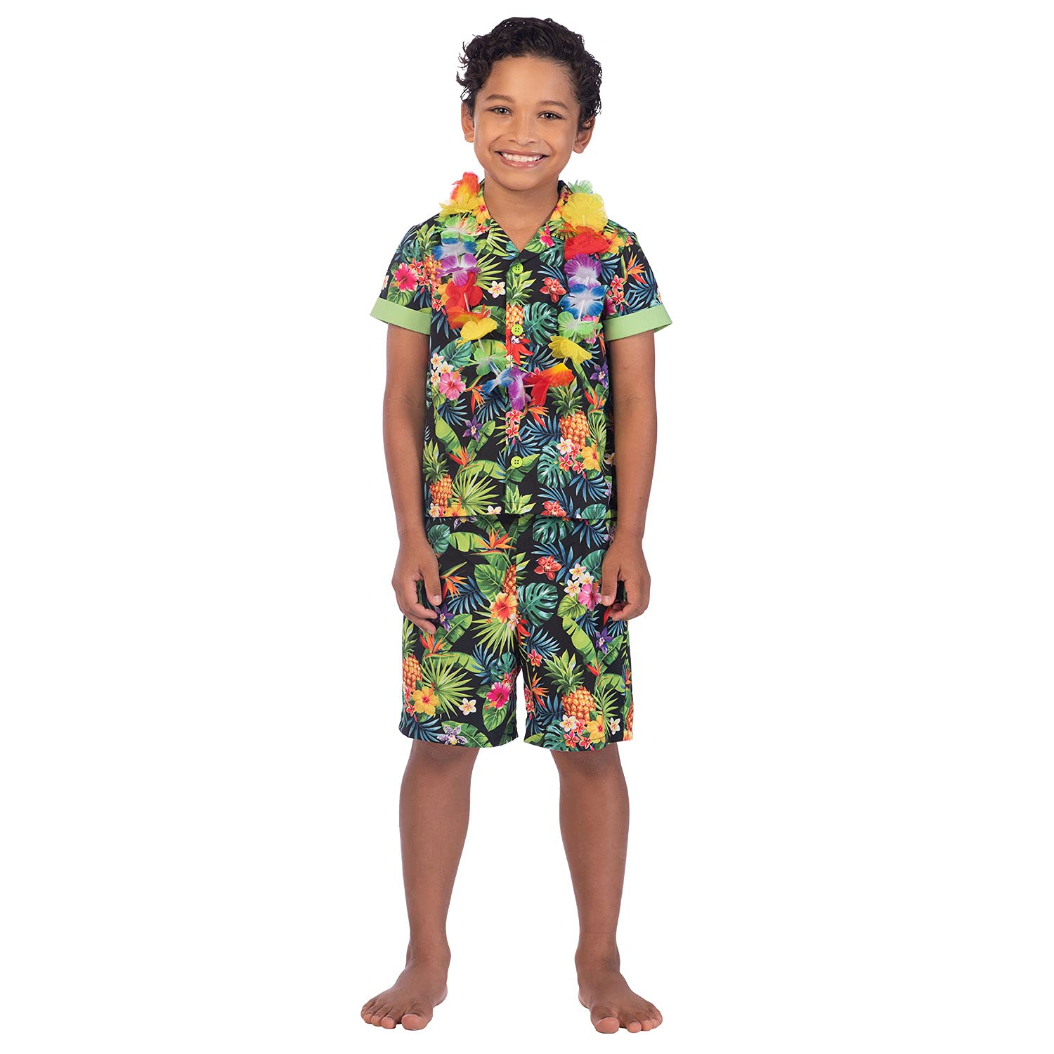 amscan (PKT) (9911429) Child Boys Hawaii Set Black Costume (4-6yr)