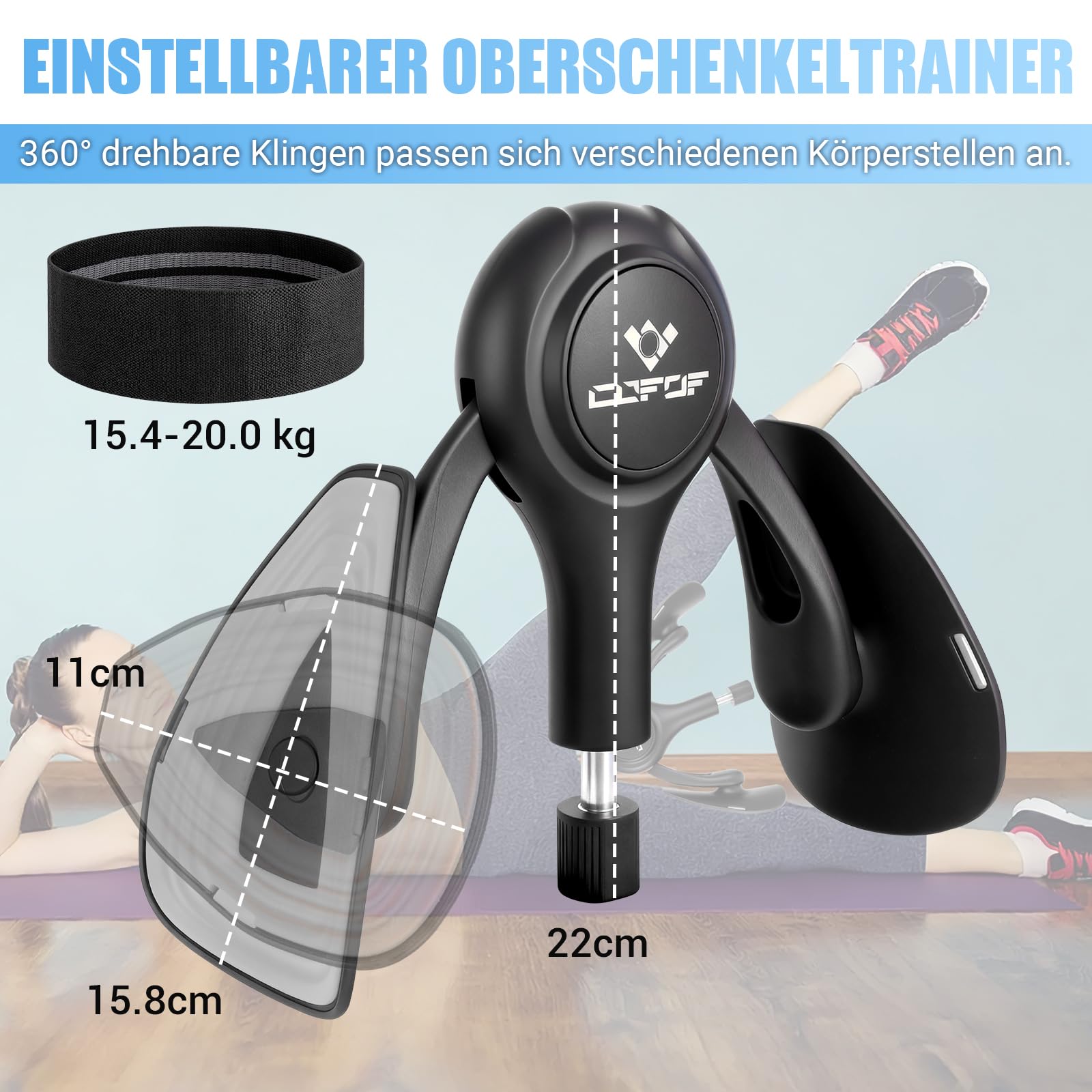 Oberschenkeltrainer, 15-70 lbs Beckenbodentrainer für Frau, Multifunktionaler Gesäßtrainer, Po Trainer mit Resistance Bands, Beinpresse für Zuhause, Beckenboden Trainingsgerät zum Formen, Yoga