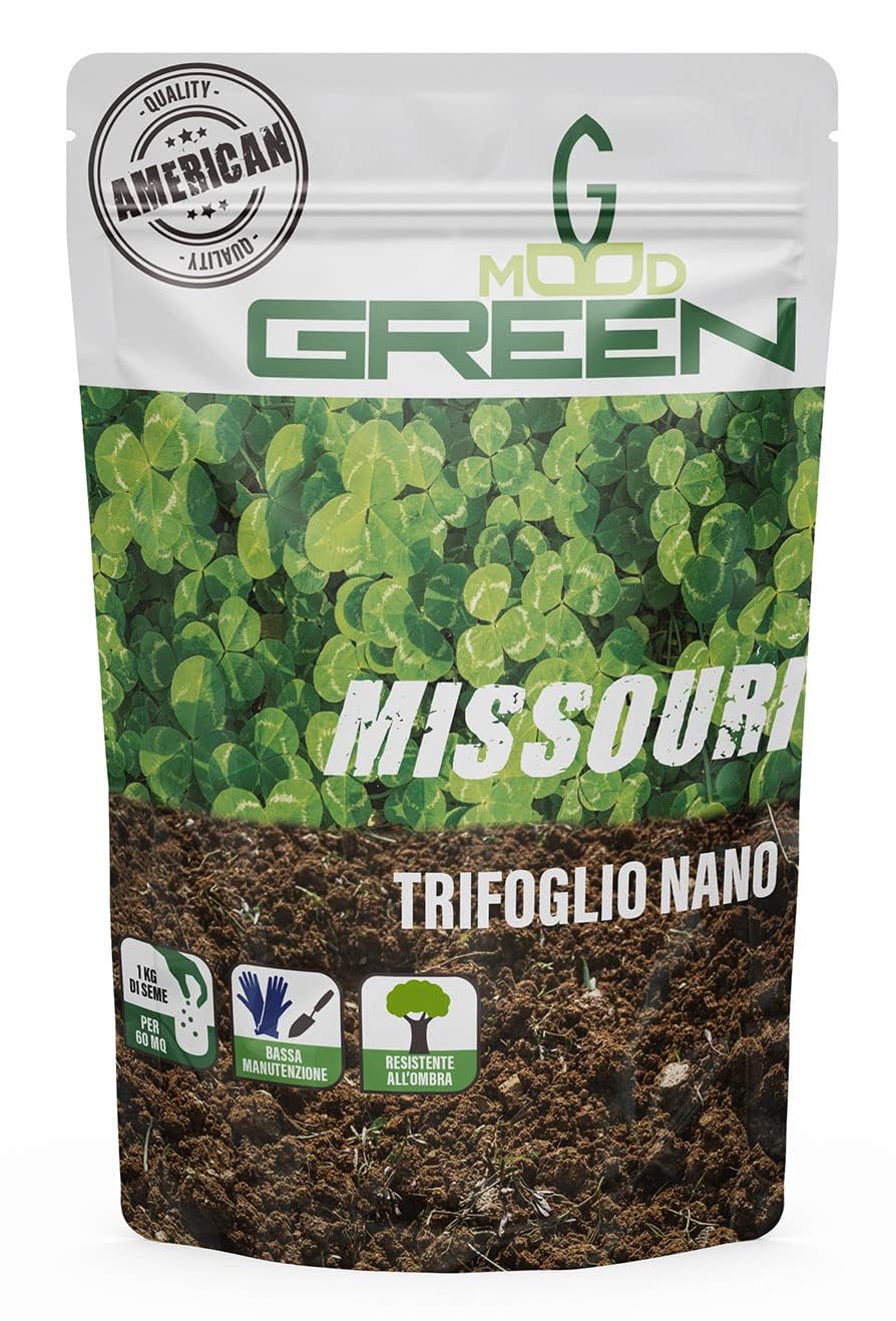 GREENMOOD MISSURI Trifoglio Nano American Quality Bassa Manutenzione pochi tagli mensili (Fino a 200 m2 x 2 Kg)