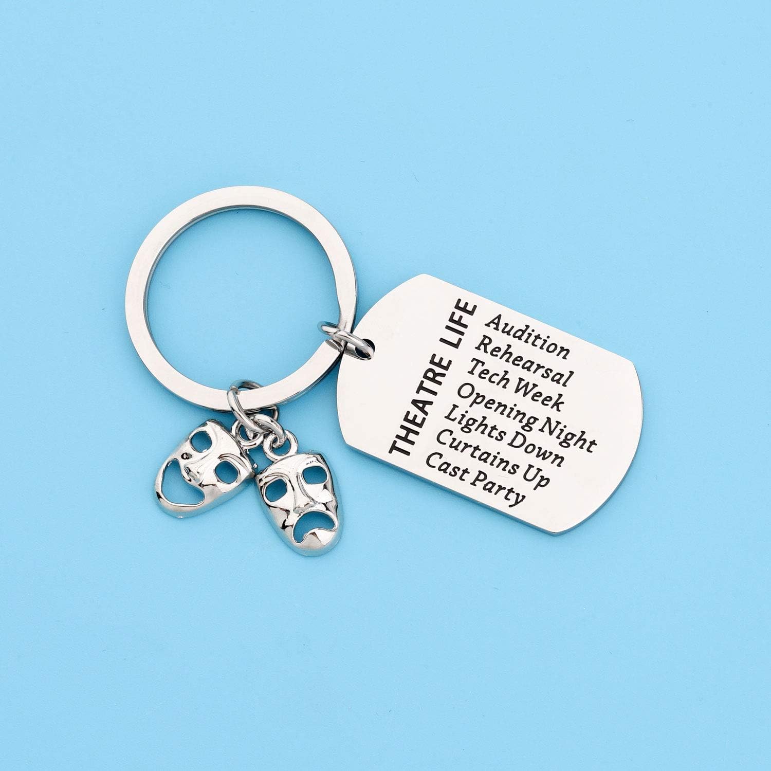 LQRI Theater Life Keychain Theatre Drama Comedy Tragedy Mask Charm Keychain Musical Gift - Image 3