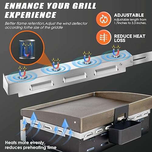 Miniatura 4 de Protectores de viento para parrilla Blackstone de 28 pulgadas, pantallas de viento magnéticas mejoradas, accesorios de parrilla Blackstone,